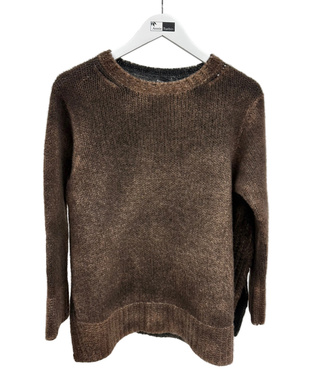 Avant Toi Side Slit Pullover Cashmere Blend Sweater in N/Antilope