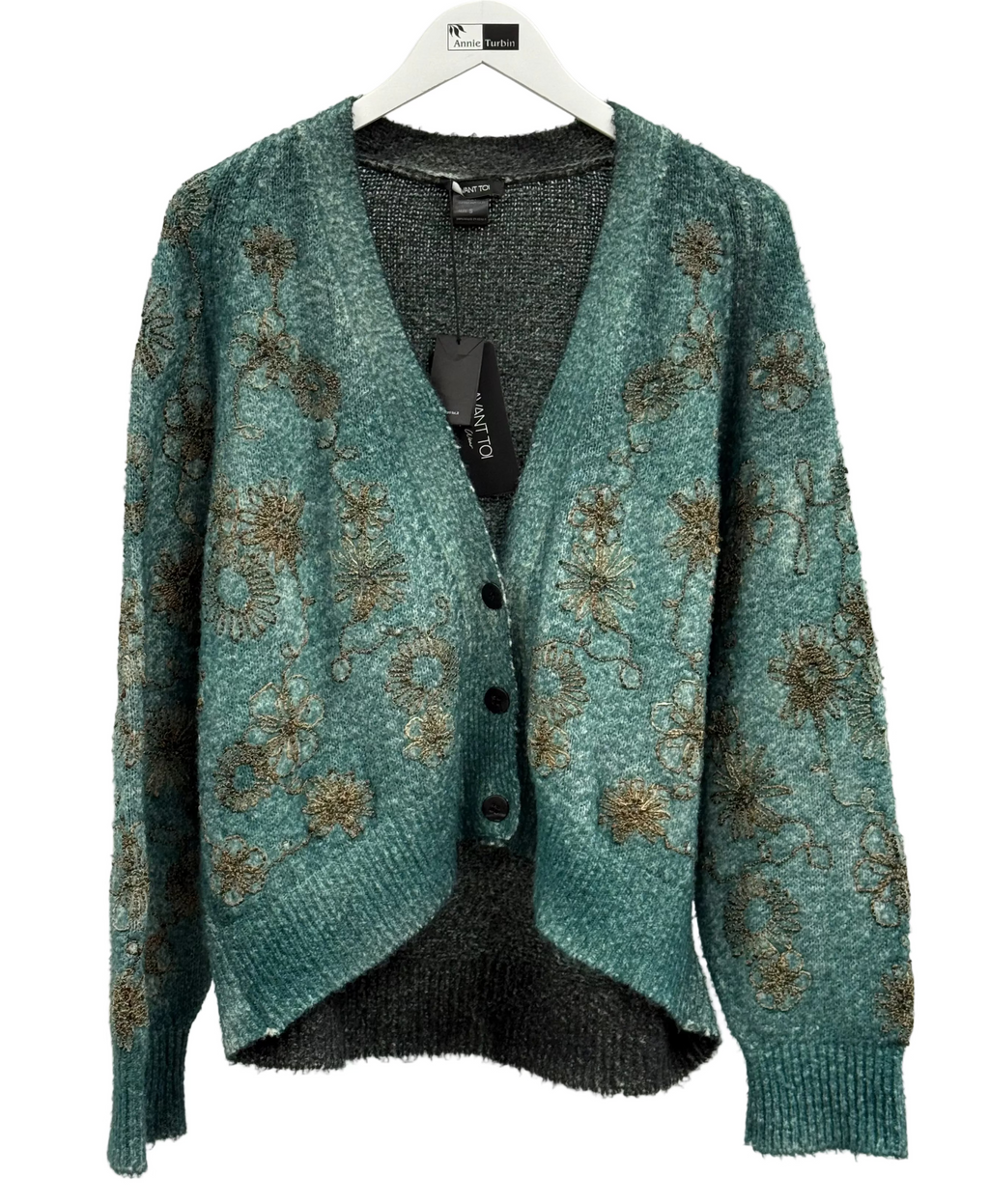 NVerderame Cotton Oversized Raffia Embroidered Cardigan