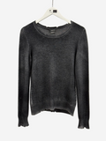 Avant Toi Hand Painted Reversible Round Neck Pullover in Cashmere with Destroyed Edges in N/Nero