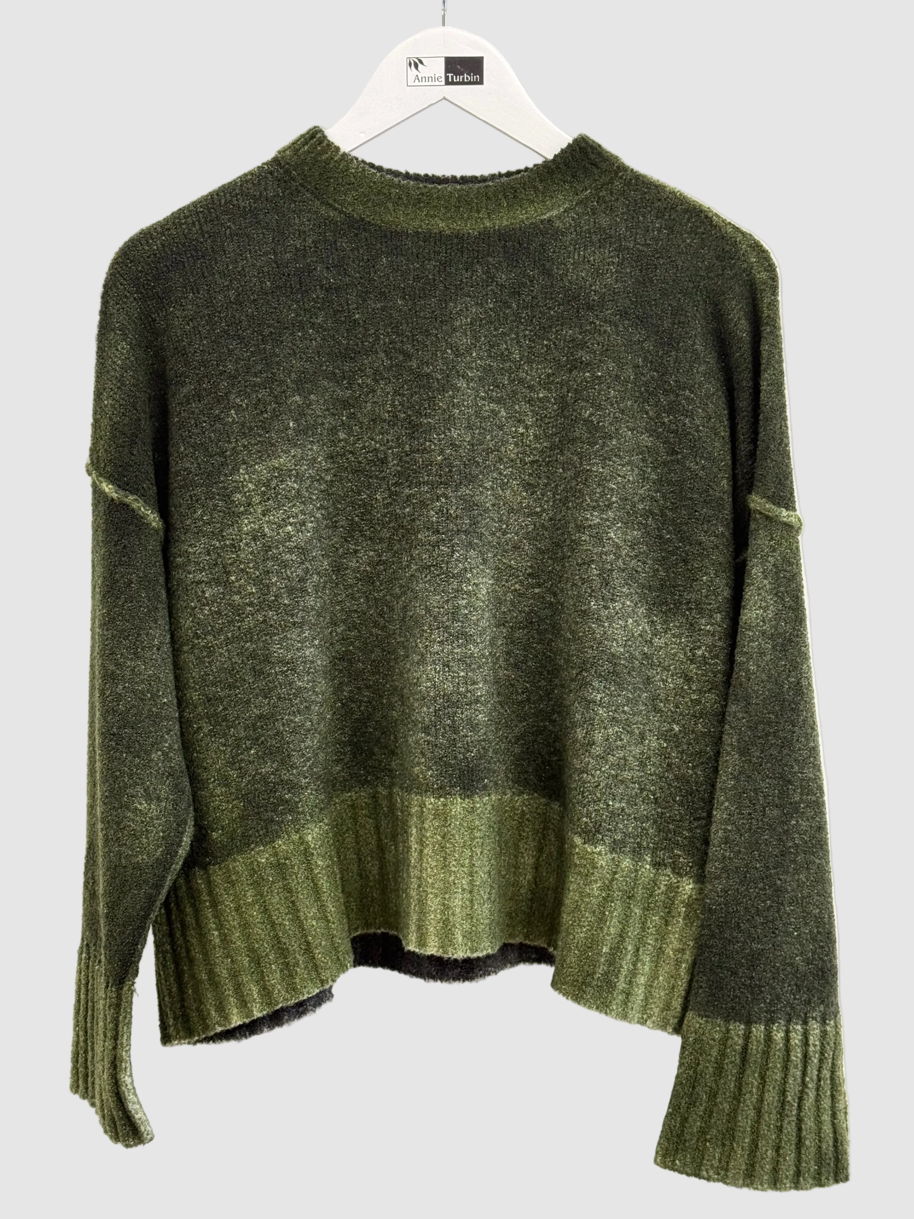 Avant Toi MiniBoucle' Roundneck Pullover With High Edges in N/Brughiera