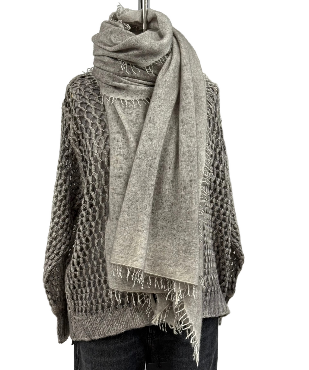 Avant Toi Hand-Painted Cashmere Scarf in Ash