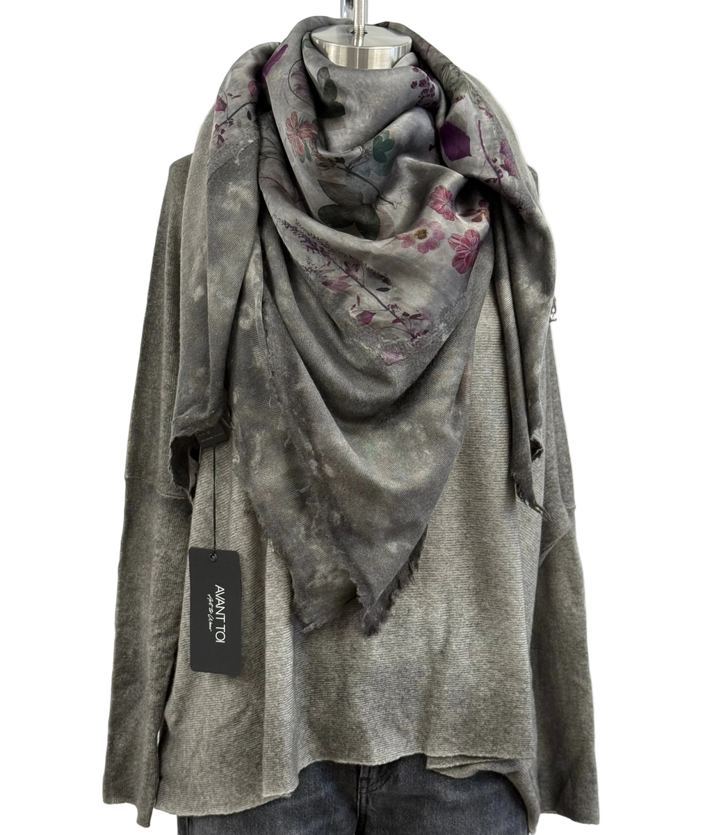 Avant Toi Quadrello Foulard Silk Erbario in Fango
