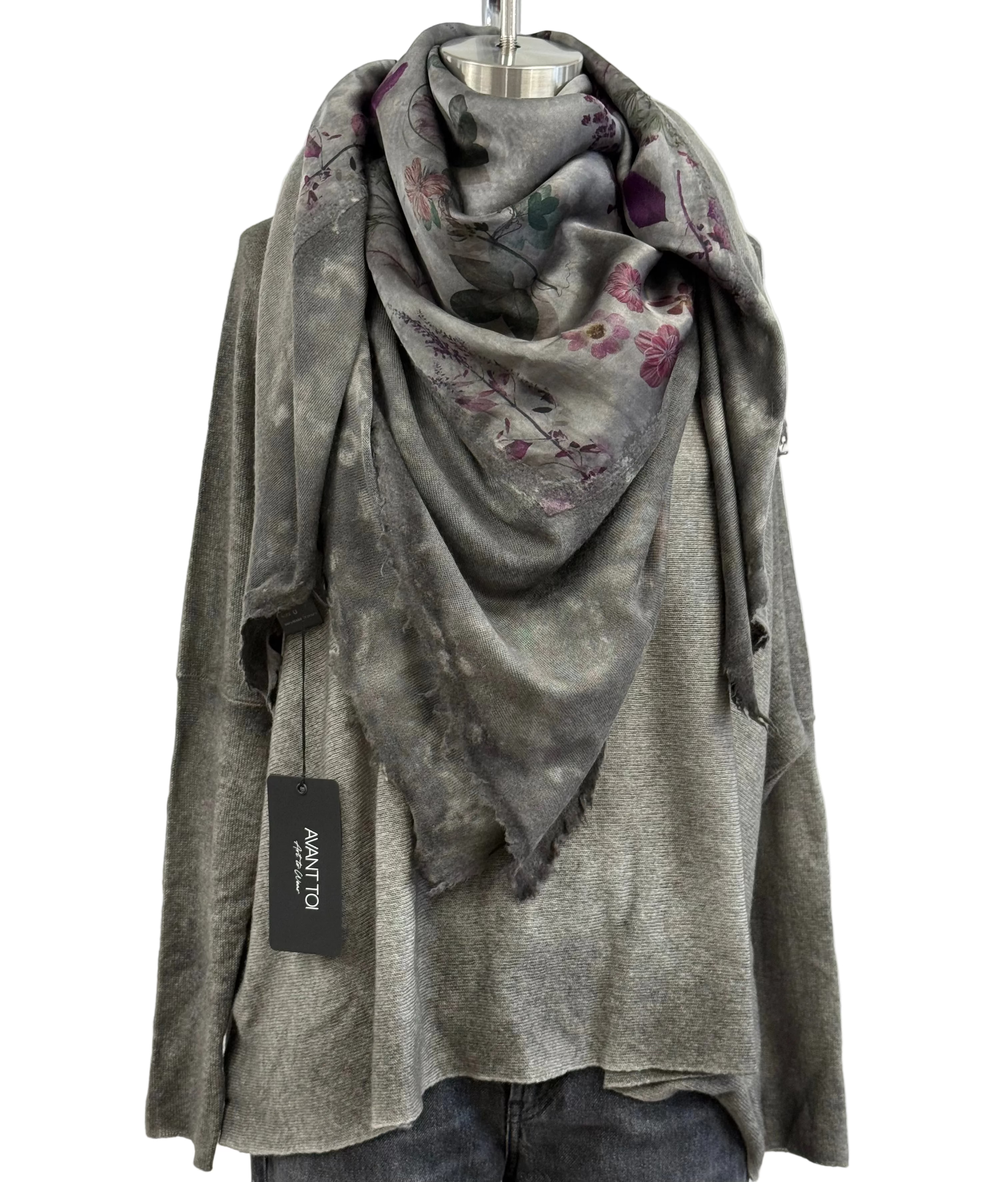 Avant Toi Quadrello Foulard Silk Erbario in Fango