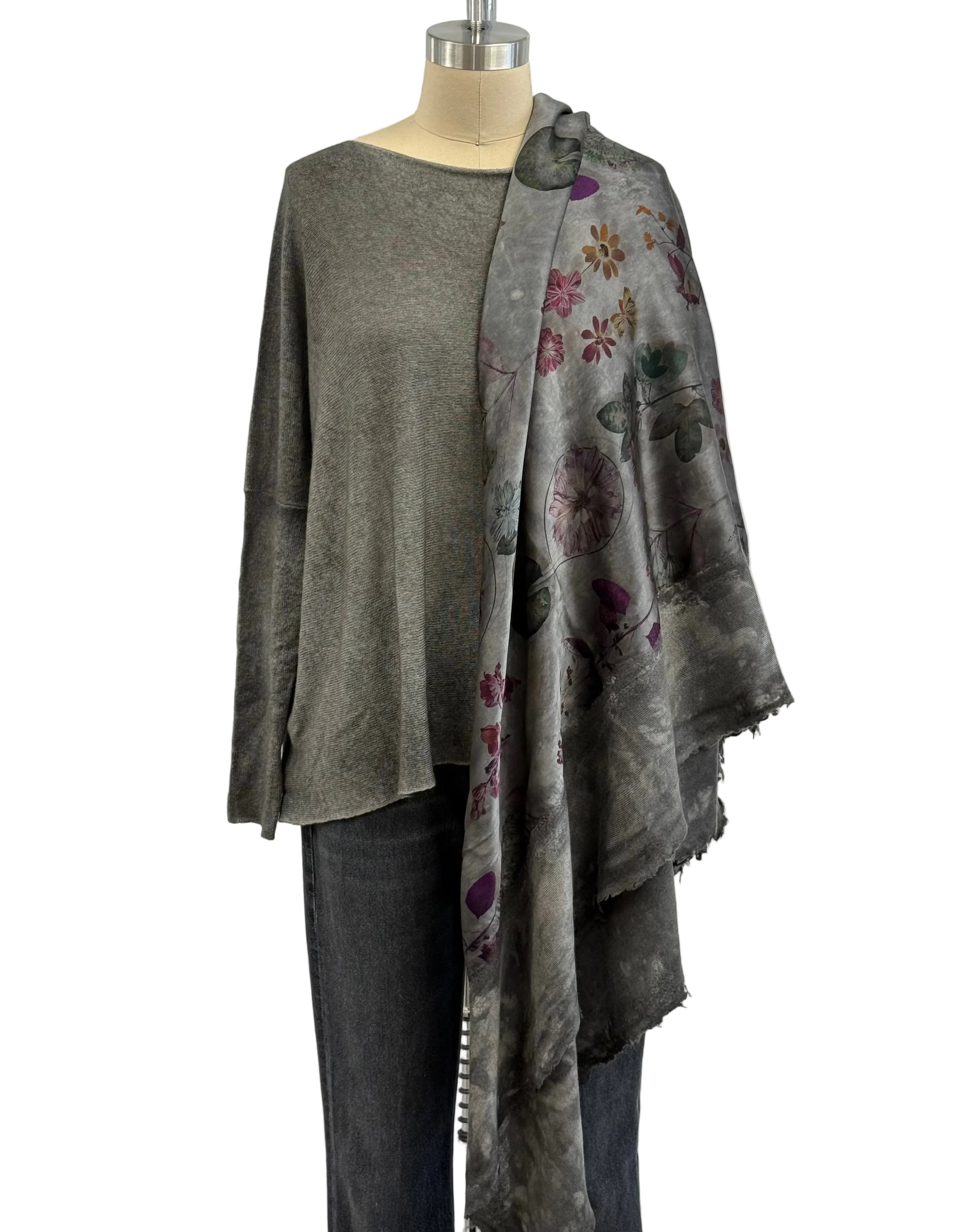 Avant Toi Quadrello Foulard Silk Erbario in Fango