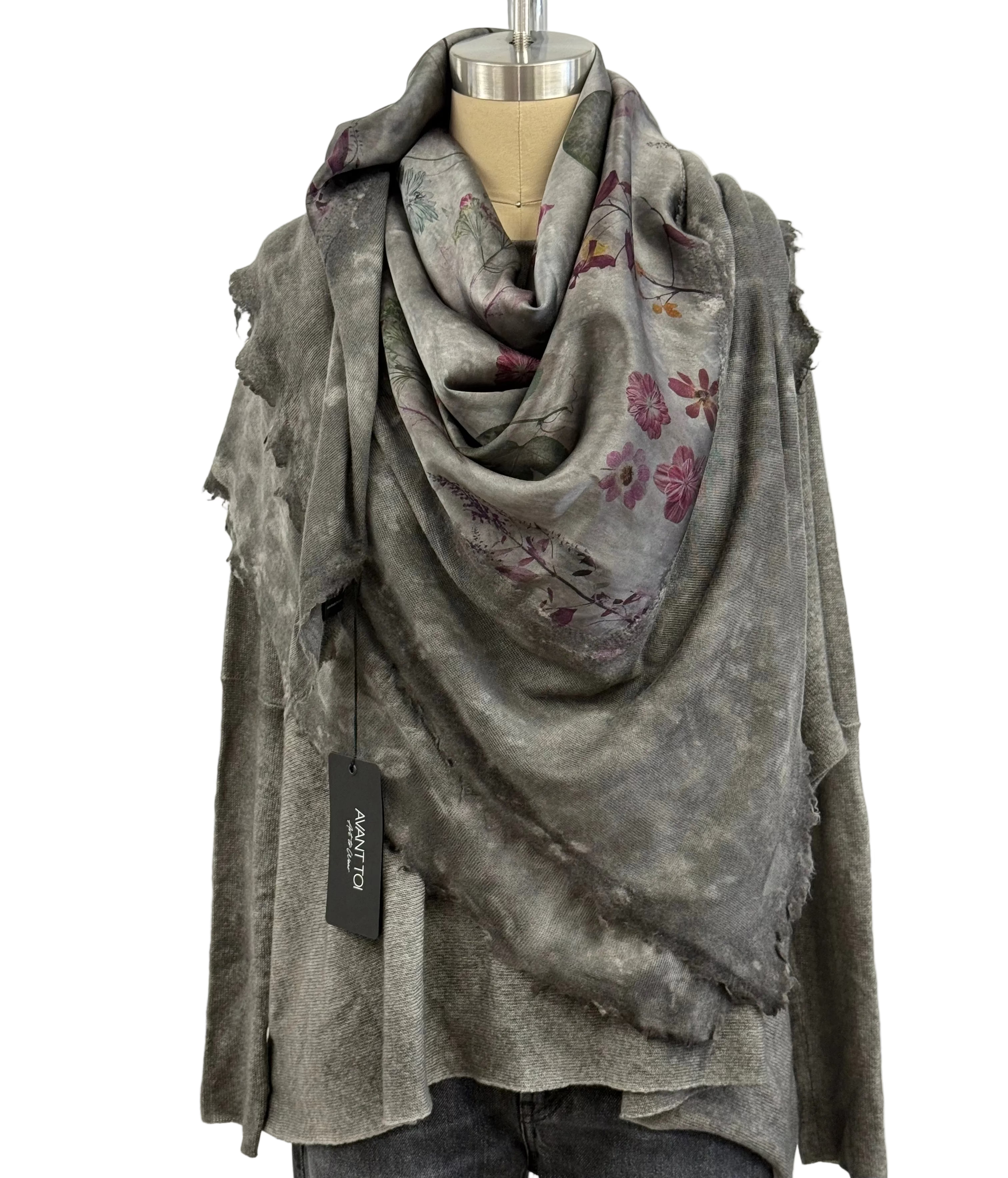 Avant Toi Quadrello Foulard Silk Erbario in Fango