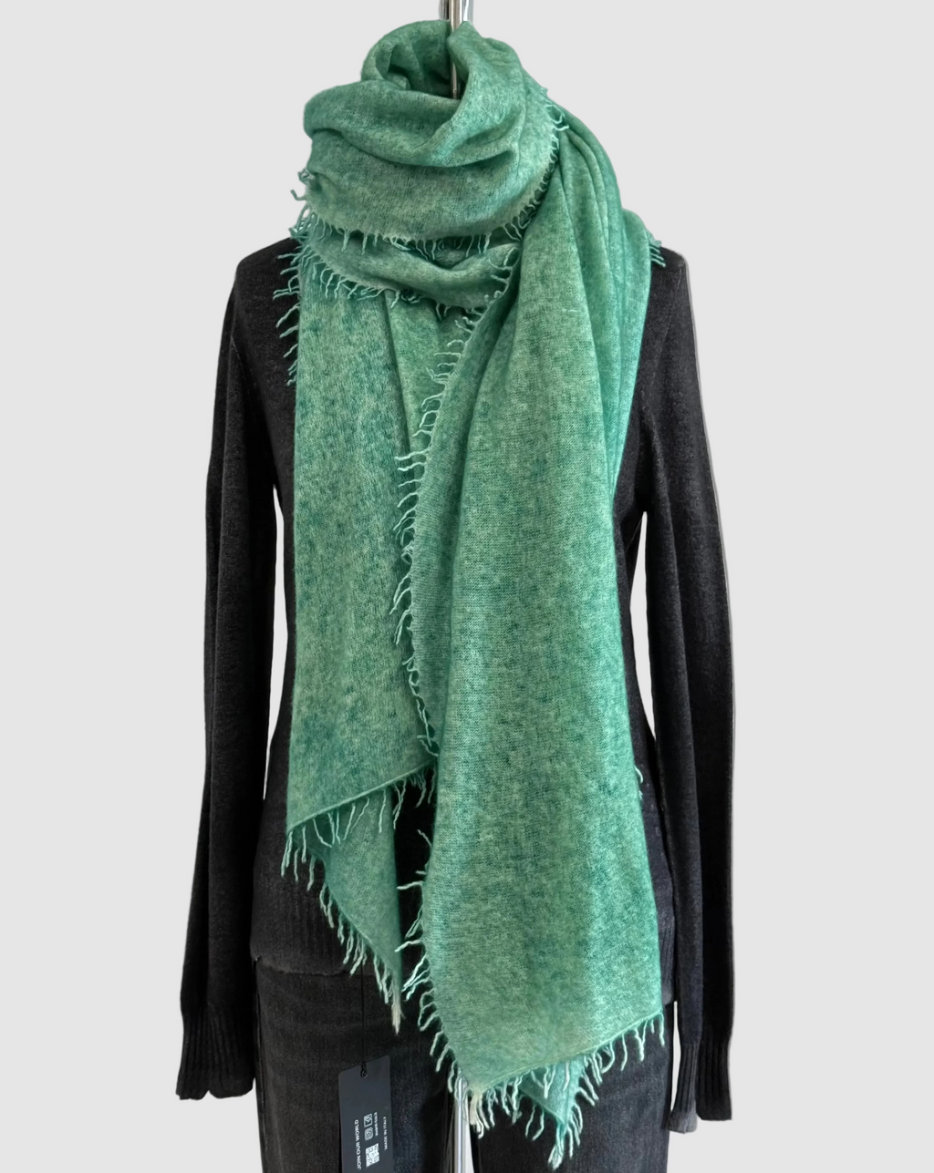 Avant Toi Hand-Painted Cashmere Long Stola Scarf in Wave