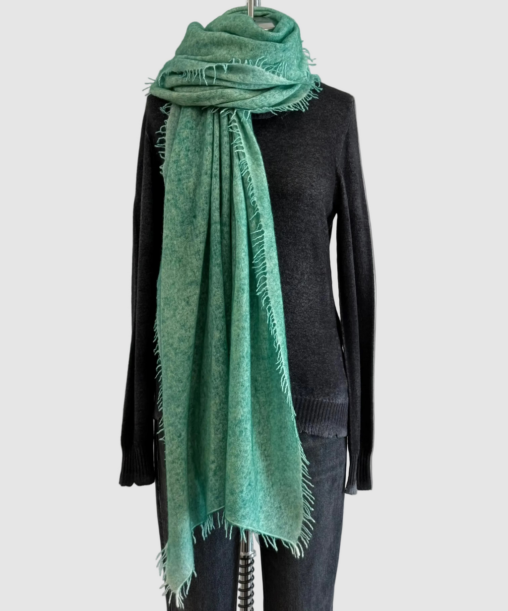 Avant Toi Hand-Painted Cashmere Long Stola Scarf in Wave