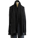 Elisa Black Cashmere Tweed Shawl with Sequins