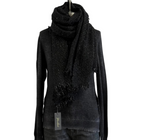 Elisa Black Cashmere Tweed Shawl with Sequins