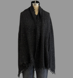 Elisa Black Cashmere Tweed Shawl with Sequins
