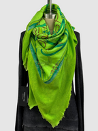Avant Toi One of a Kind Quadrello Foulard Shawl in Lime