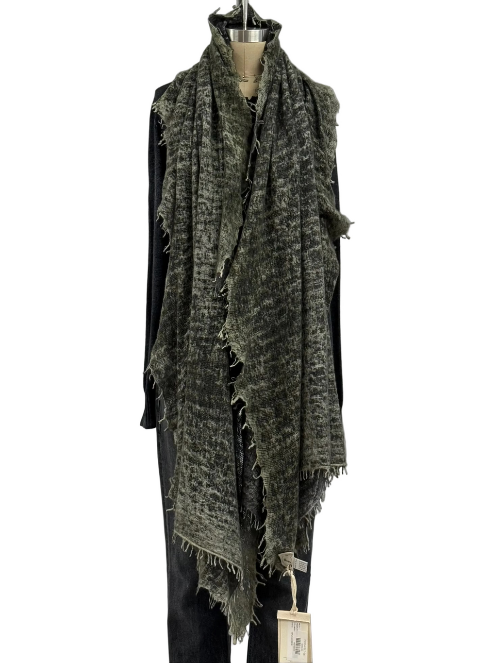 Fissore Bi-Color Cashmere Scarf in Olive/Charcoal