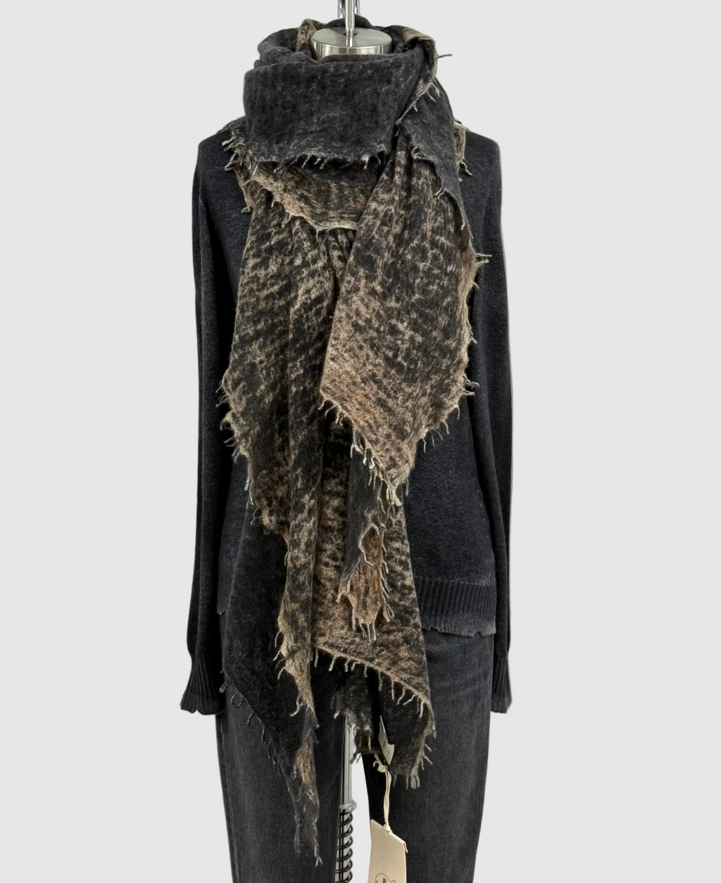 Fissore Bi-Color Cashmere Scarf in Sand/Black