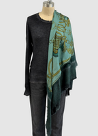 Avant Toi One of a Kind Quadrello Foulard Shawl in N/Verderame