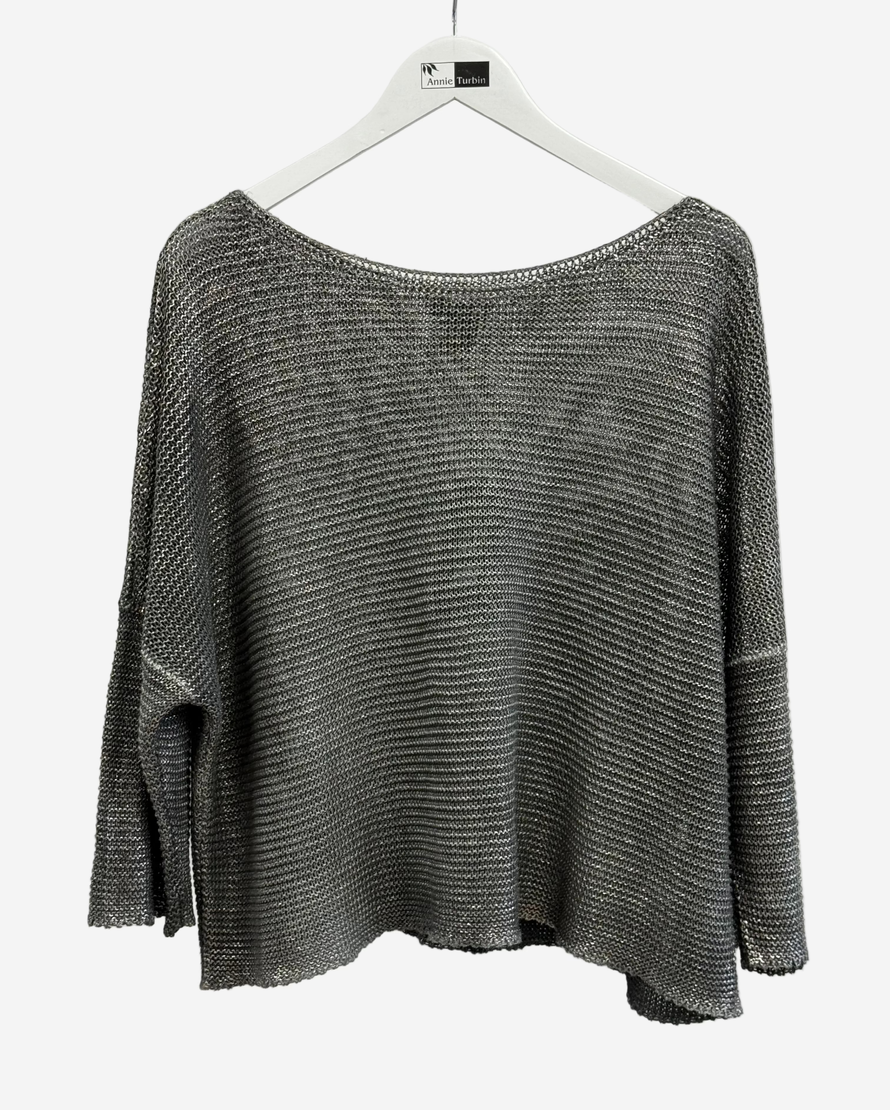 Avant Toi Laminated Drop Neck Linen Sweater in Husky