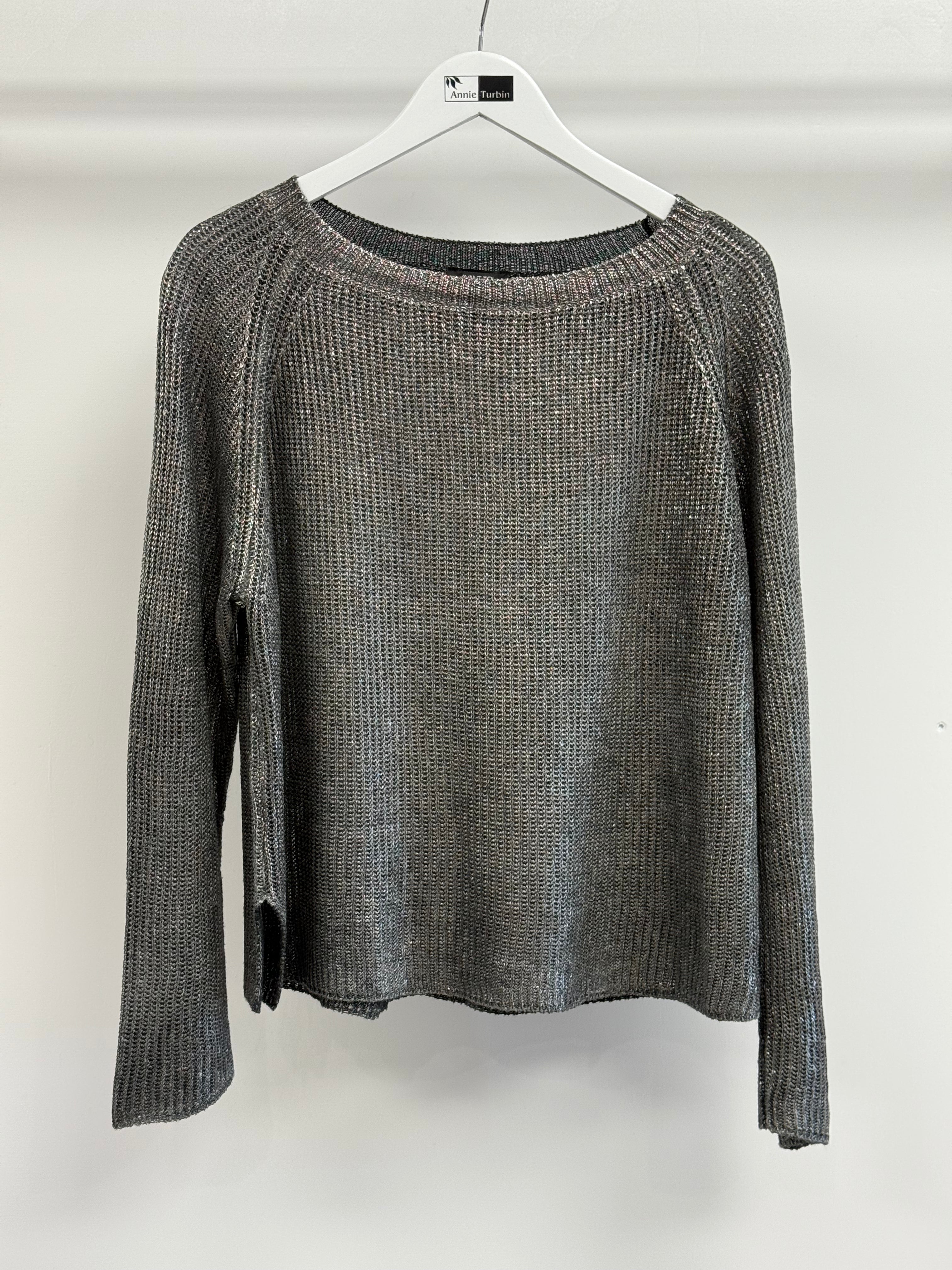 Avant Toi Laminated Pullover Linen Sweater in Husky