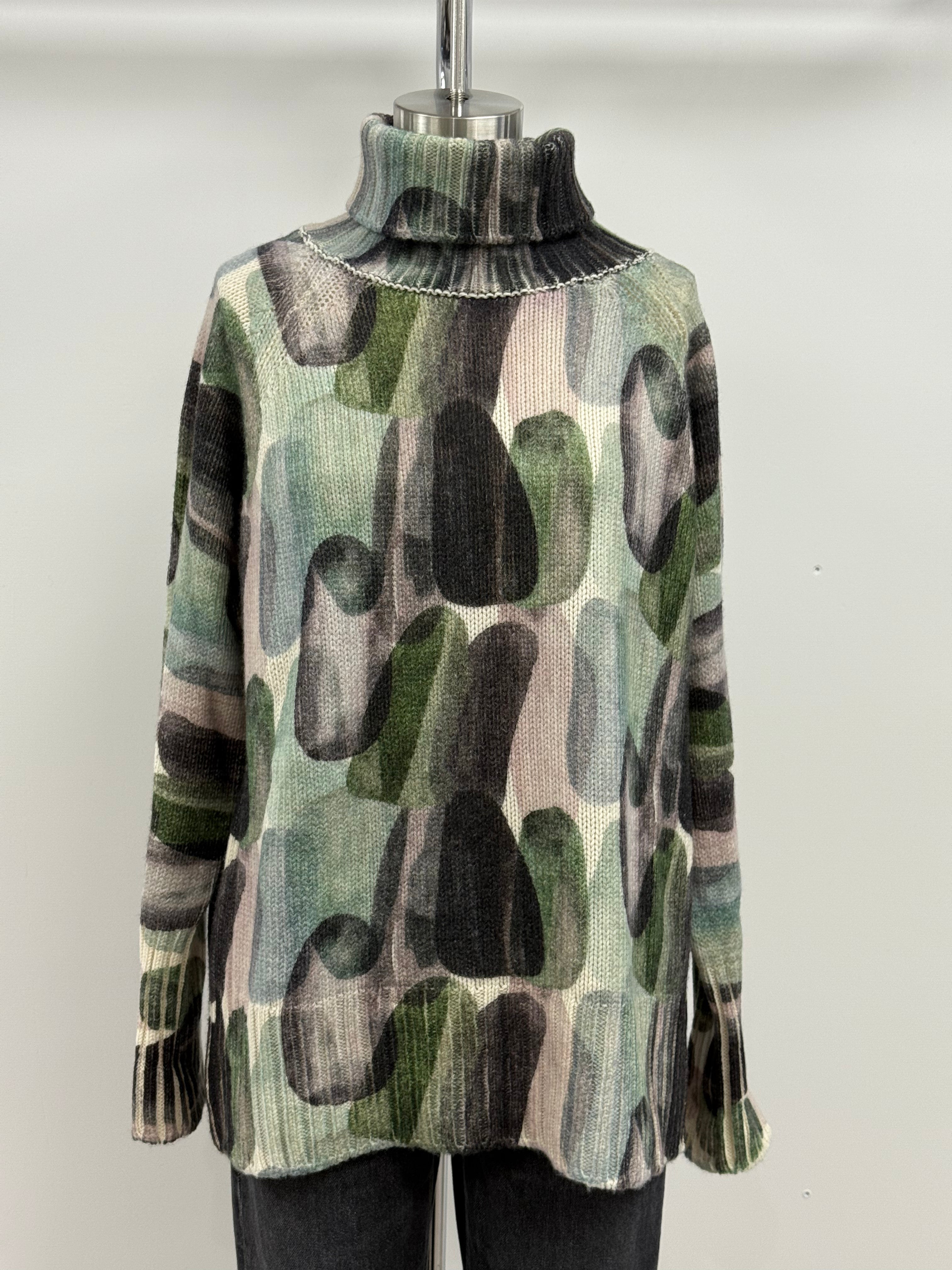 Printed Artworks Cashmere Sweater in Alex Green