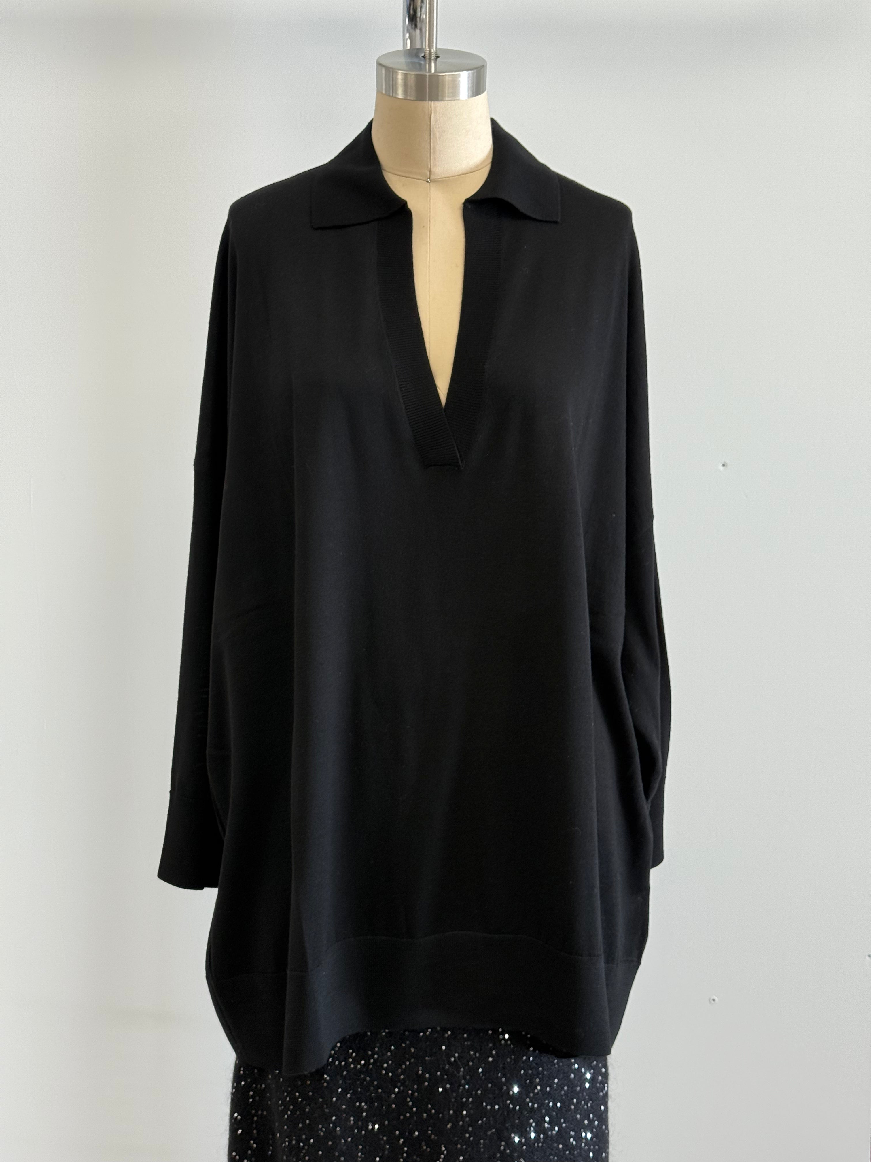 NUDE Oversized Wool Top in Black