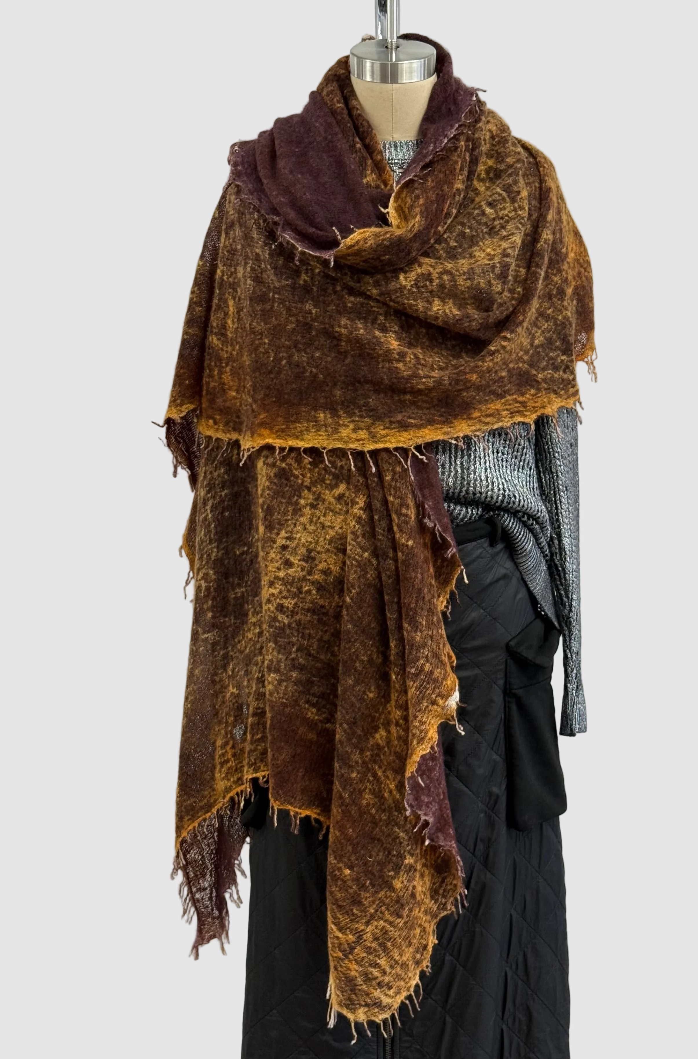 Fissore Bi-Color Cashmere Scarf in Rust/Burgundy