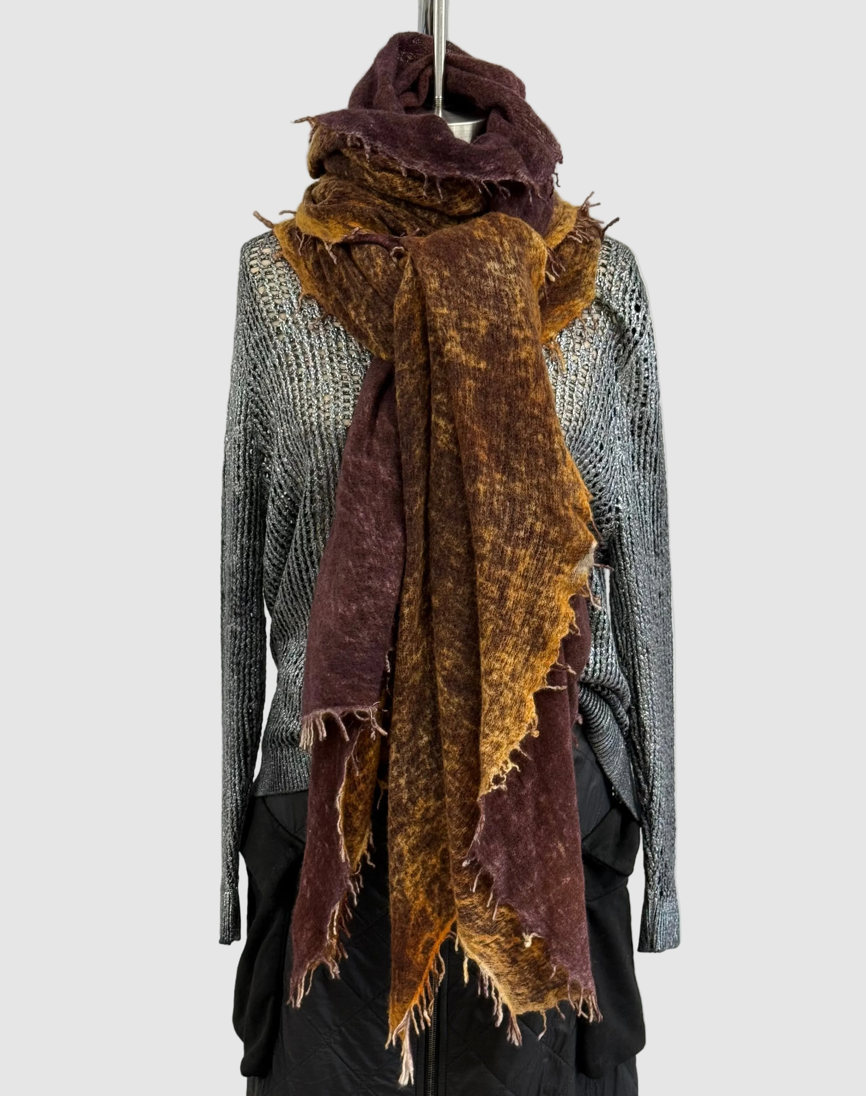 Fissore Bi-Color Cashmere Scarf in Rust/Burgundy