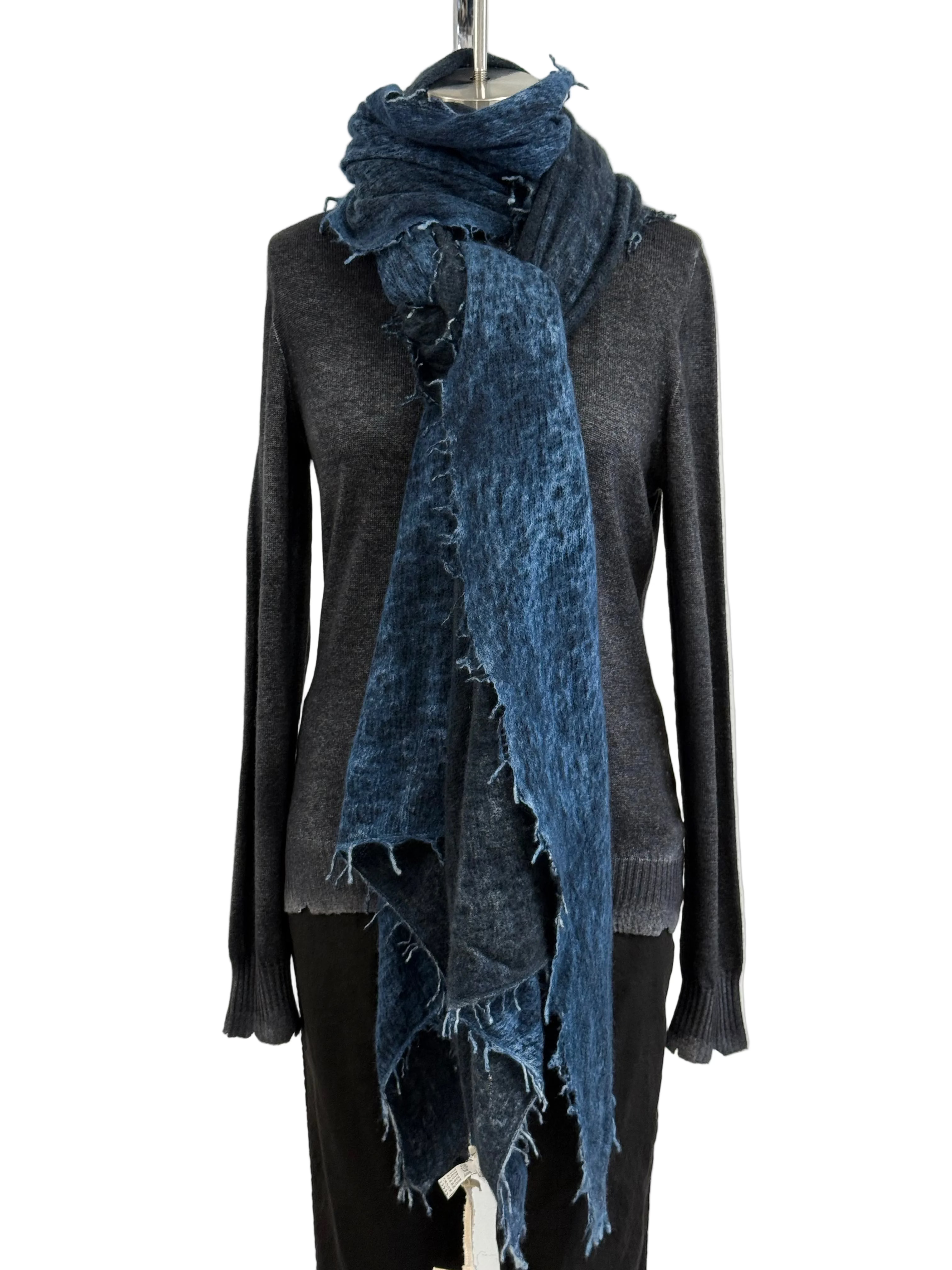 Fissore Bi-Color Cashmere Scarf in Navy/Black