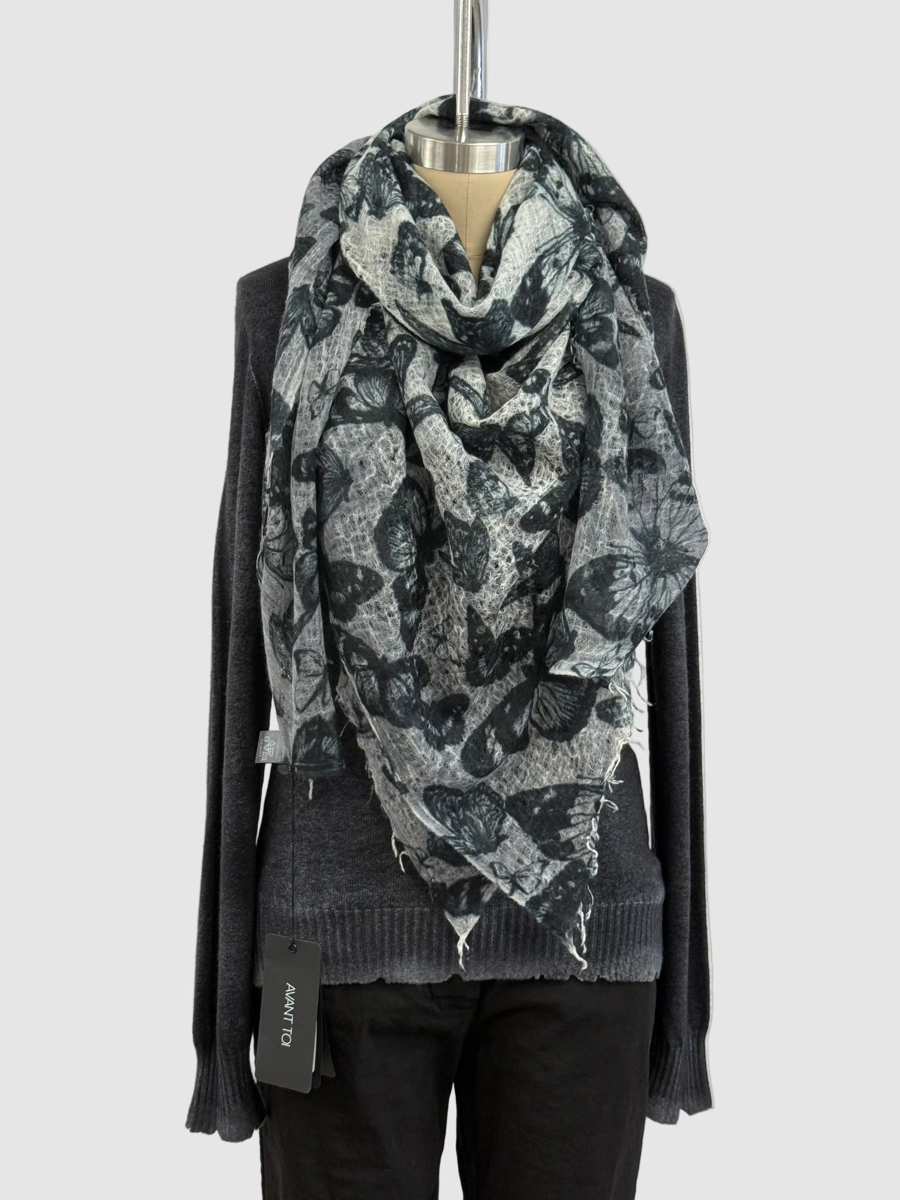 Avant Toi Hand-Painted Cashmere Stampa Farfalle In Ghiaccio