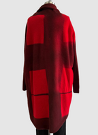 Suzusan Itajime Shibori Blocks Upside Down Cape in Red Bordeaux