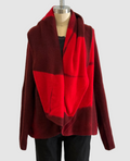 Suzusan Itajime Shibori Blocks Upside Down Cape in Red Bordeaux