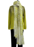 Annie Turbin Cashmere String Shibori Shawl in Lime