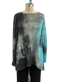 Fissore Bruco 12 Hand Painted Pullover in Turquoise/Grey