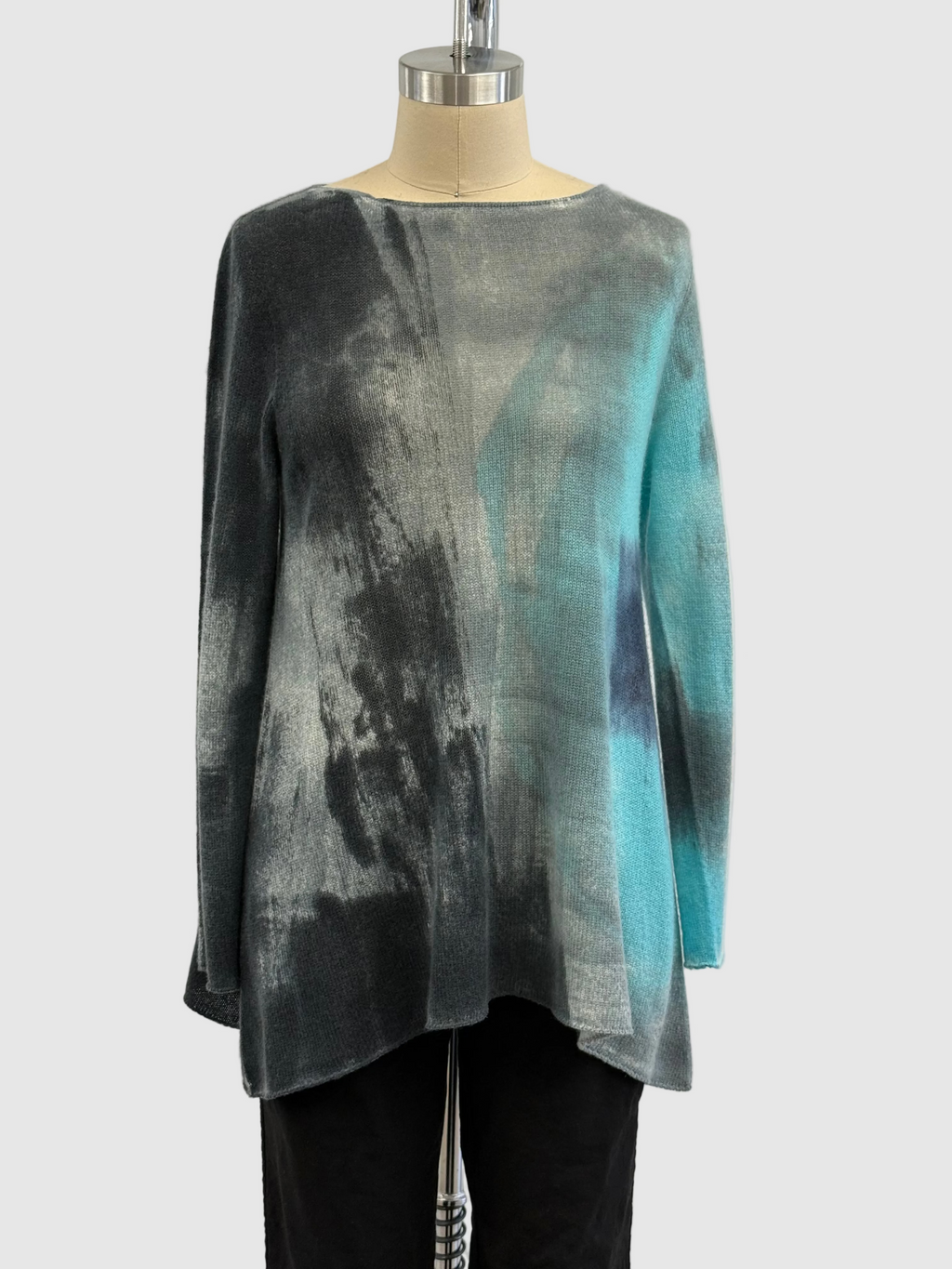 Fissore Hand Painted Cashmere Scarf in Turquoise/Gray