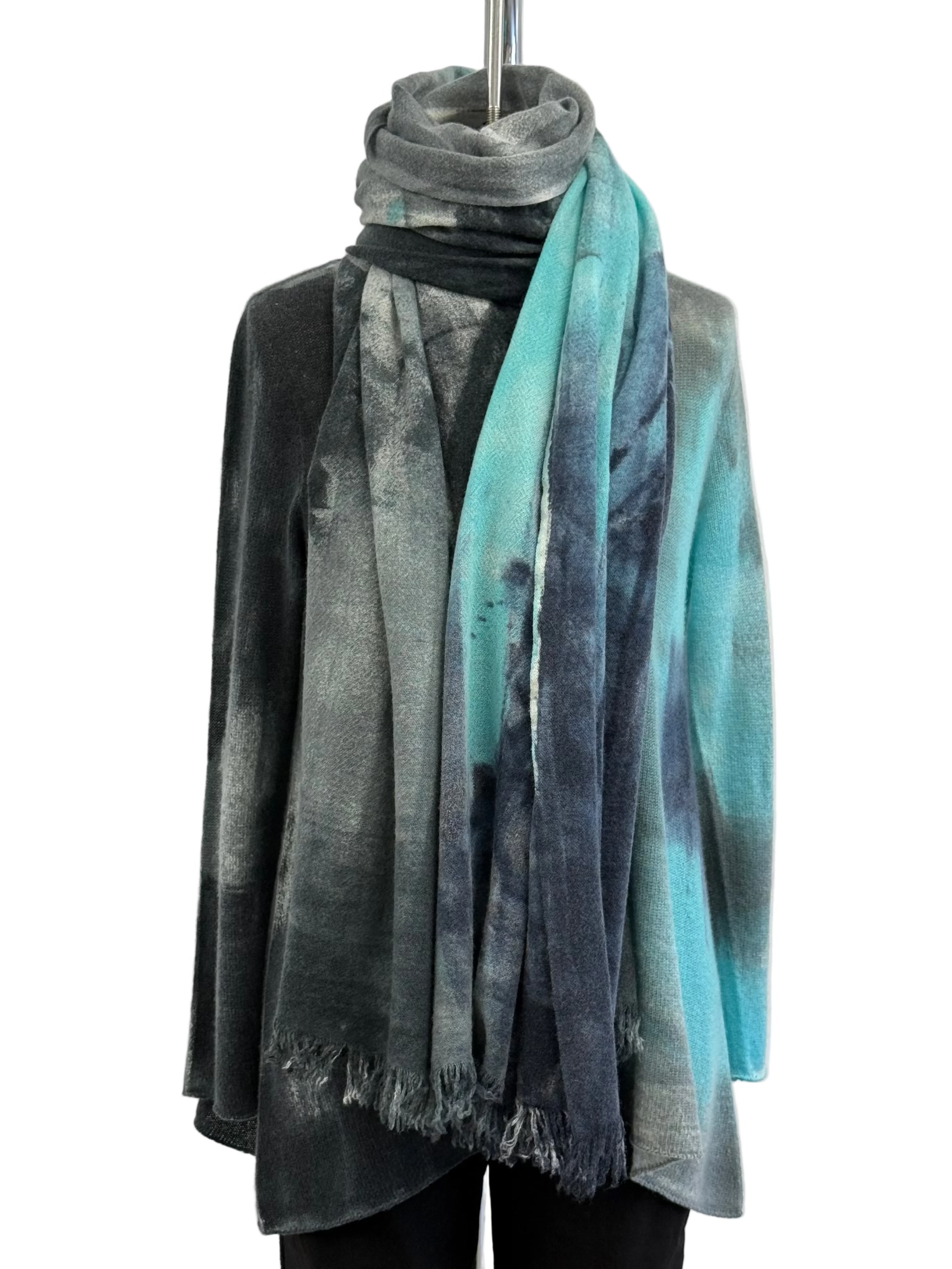 Fissore Bruco 12 Hand Painted Pullover in Turquoise/Grey