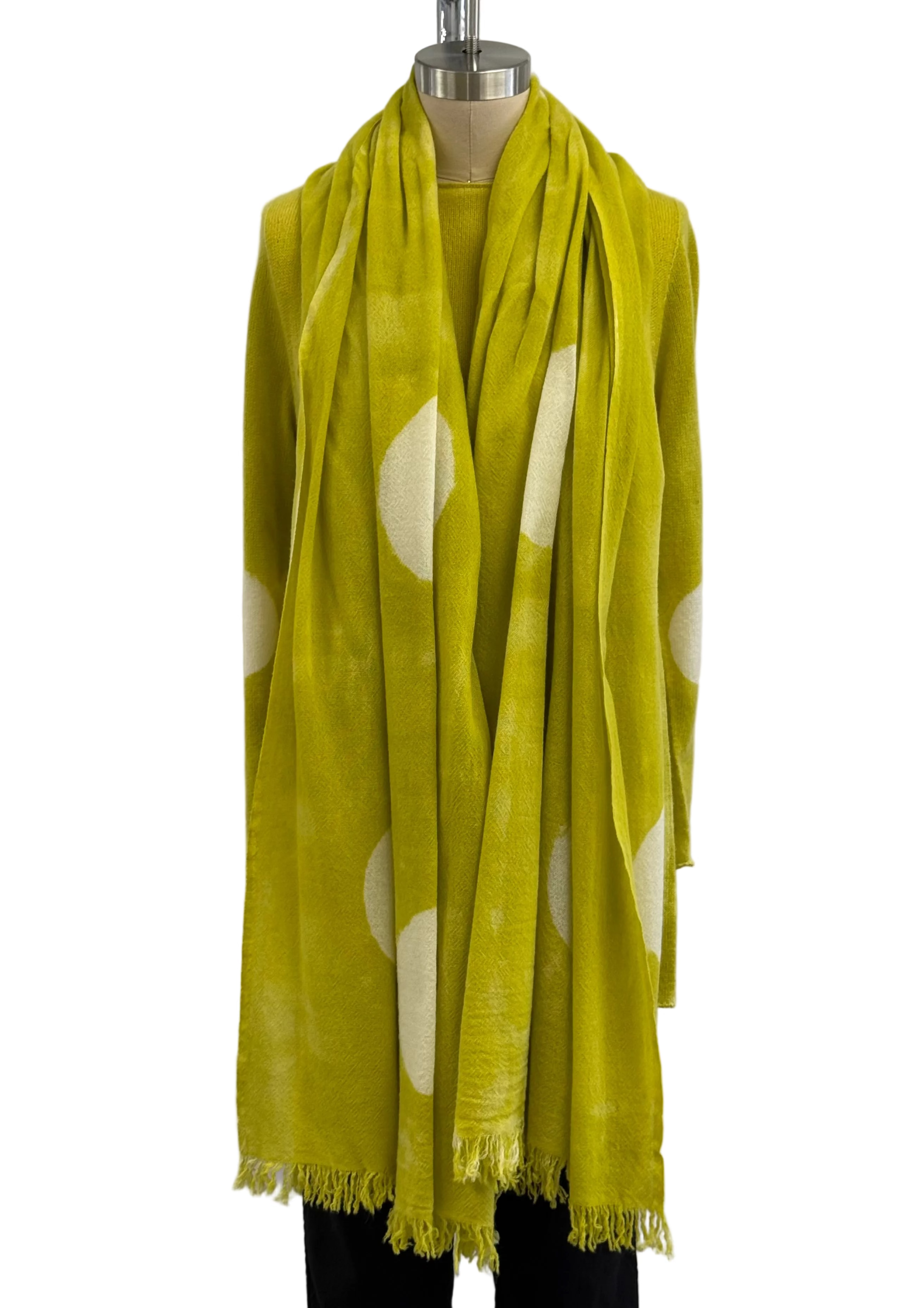 Fissore Cashmere Scarf in Chartreuse Dots