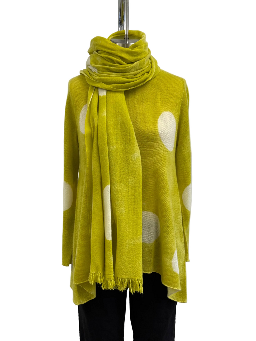 Fissore Cashmere Scarf in Chartreuse Dots