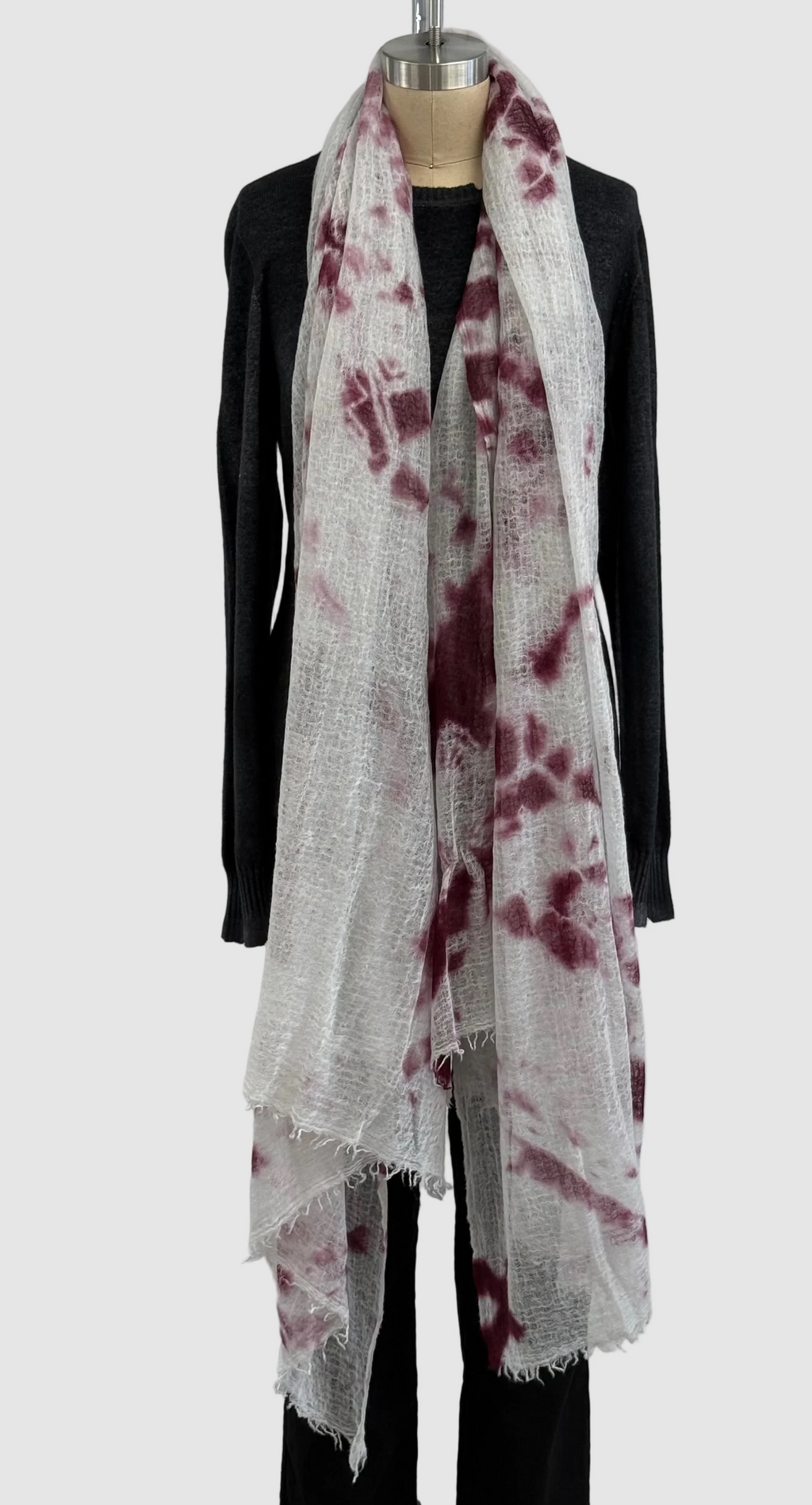 Featherweight Cashmere Shawl in Dark Purple/Light Grey