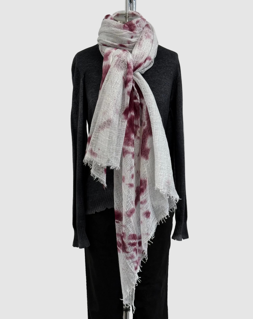 Featherweight Cashmere Shawl in Dark Purple/Light Grey