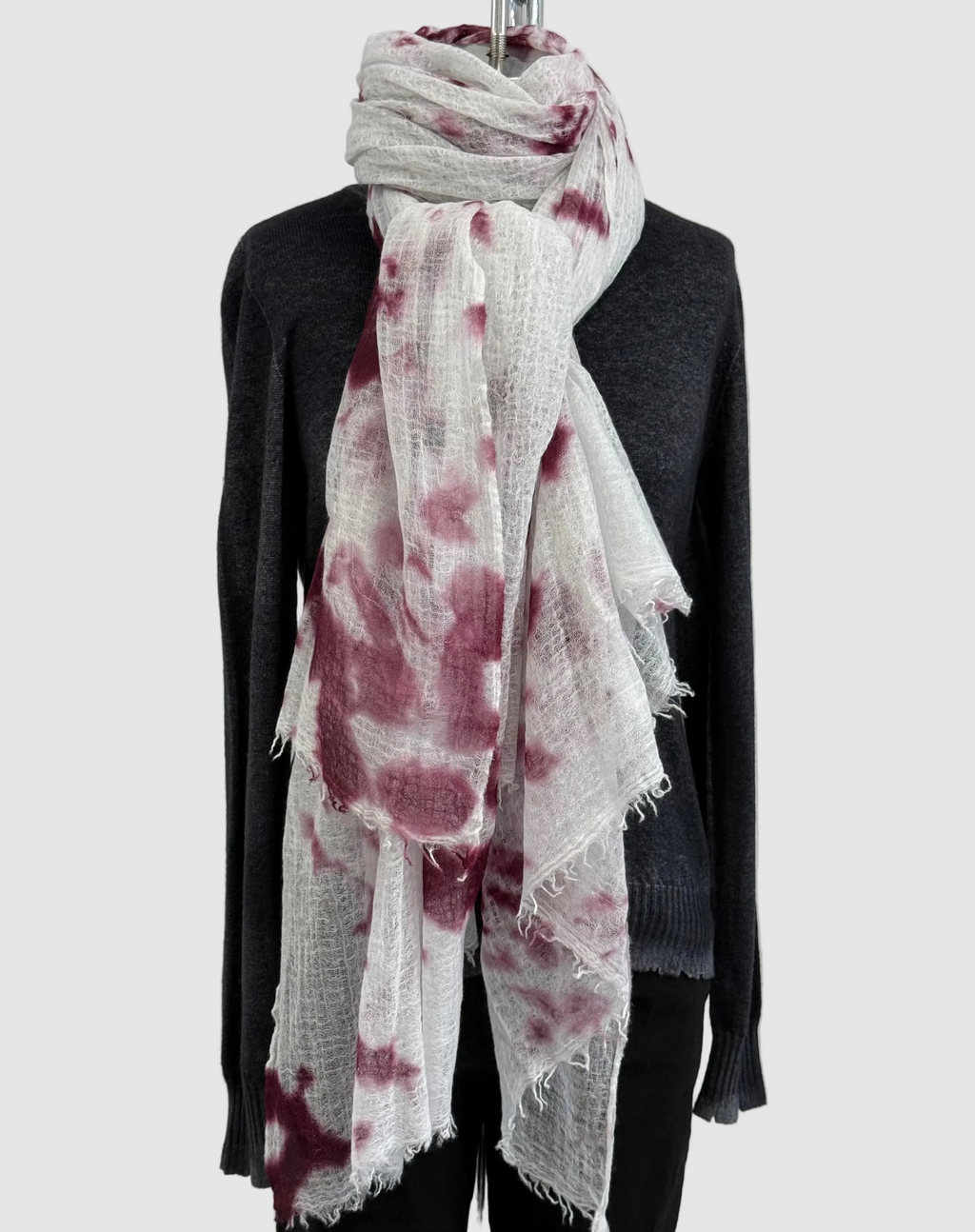 Featherweight Cashmere Shawl in Dark Purple/Light Grey