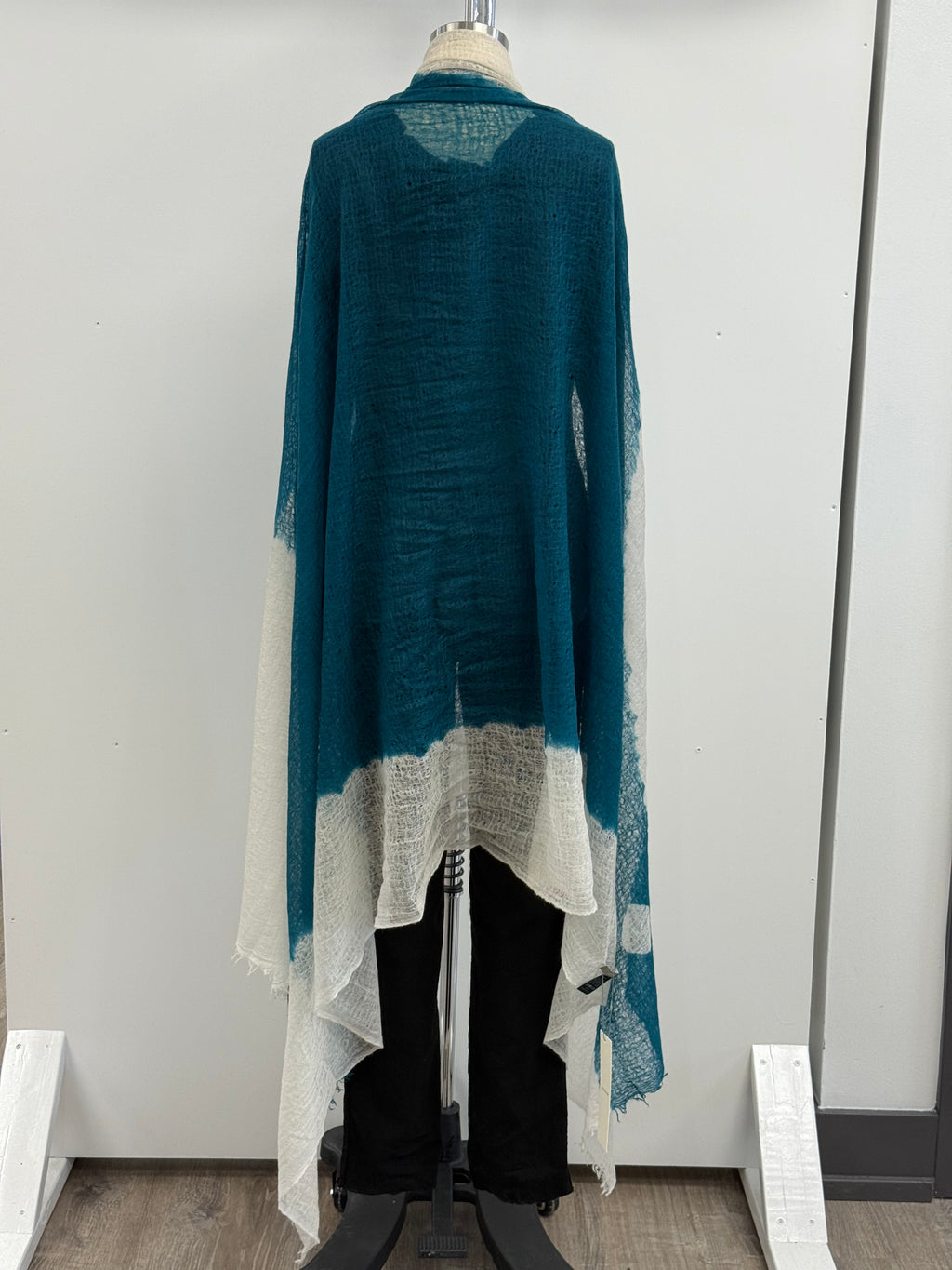 Featherweight Cashmere Shawl in Dark Teal/Sand
