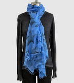 ANNIE TURBIN MODAL SCARF IN BLUE WITH BIG BLACK STARS