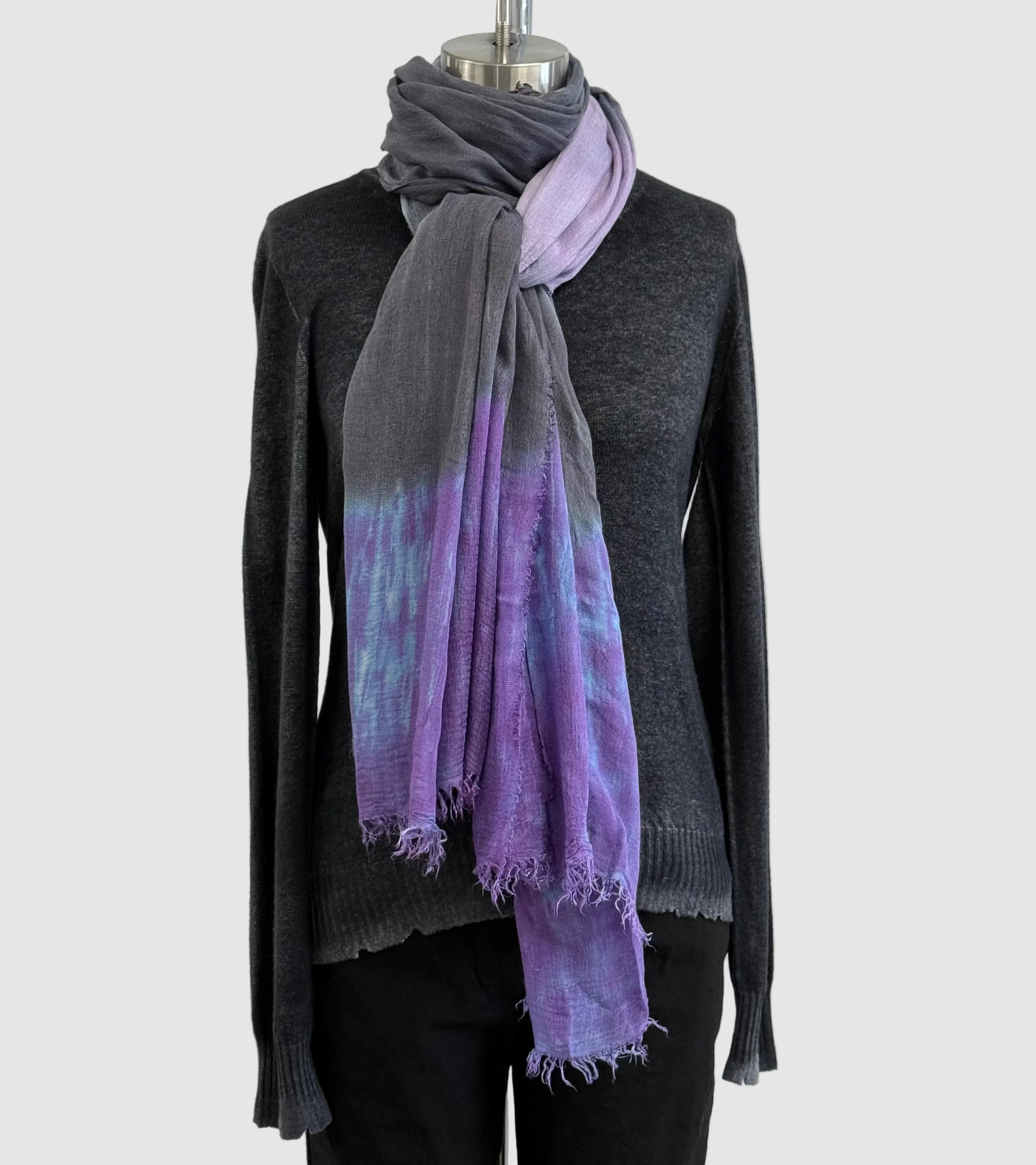 Annie Turbin Orchid Pink Grey Silk Scarf