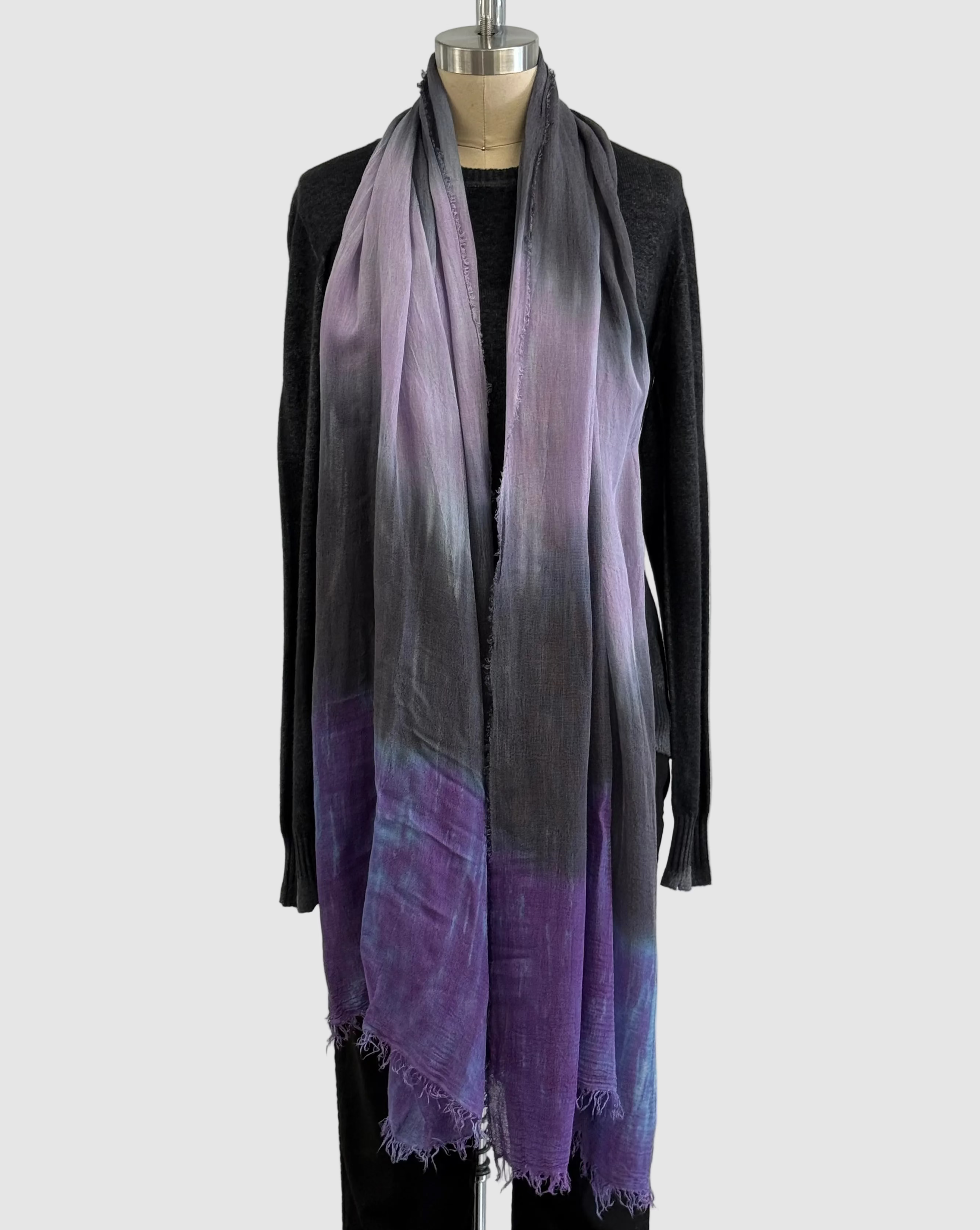 Annie Turbin Orchid Pink Grey Silk Scarf