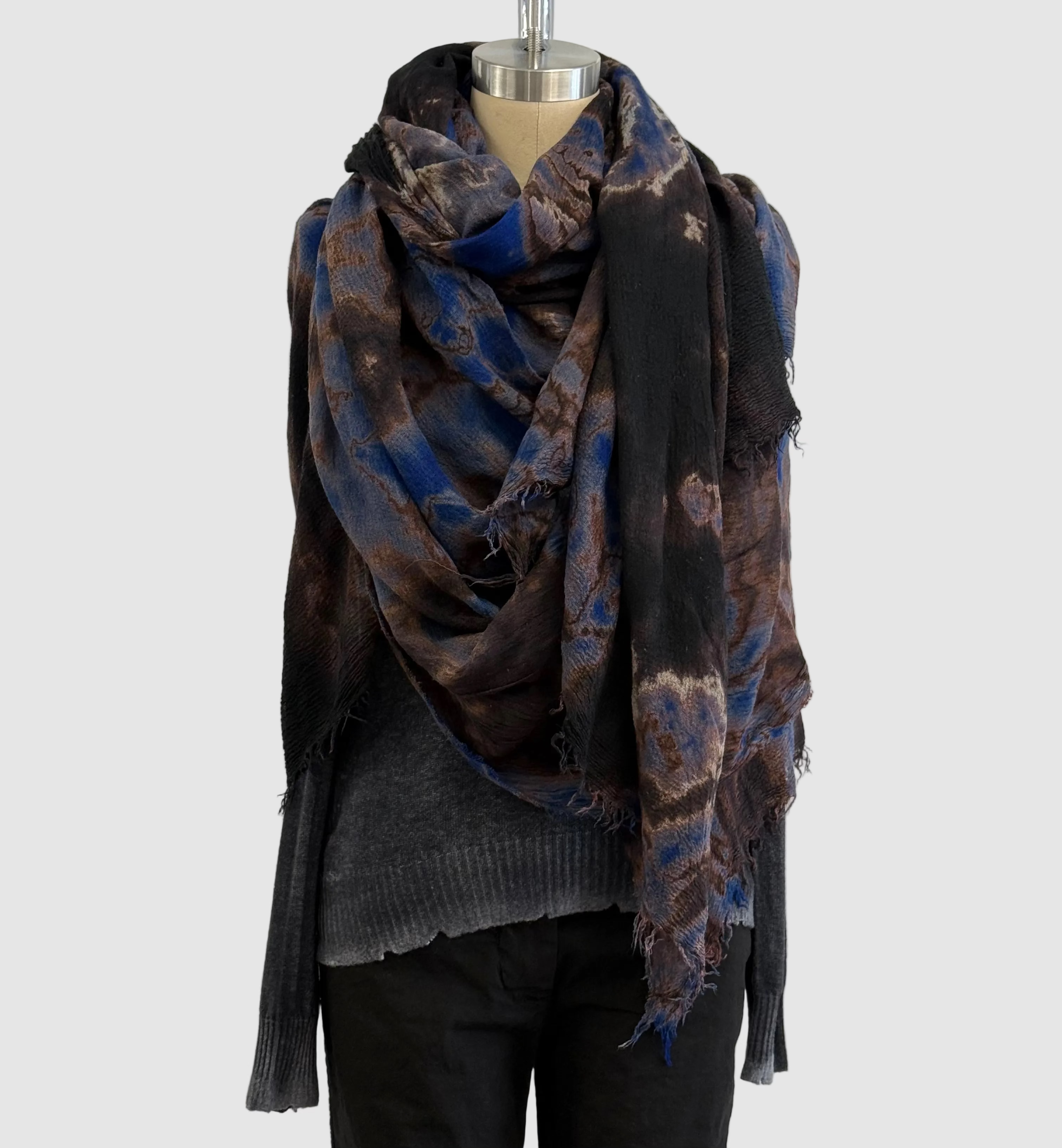 Annie Turbin Electric Blue Geode Giant Silk Shawl