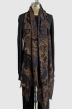 Annie Turbin Silk Scarf in Black Electric Blue Geode