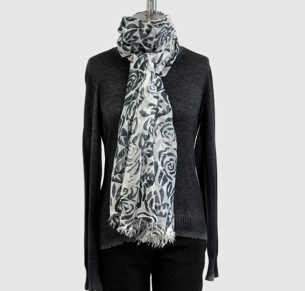 ANNIE TURBIN HAND PRINTED BLACK ROSES