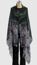 Annie Turbin Linen Scarf in Combat Green Pink Botanical