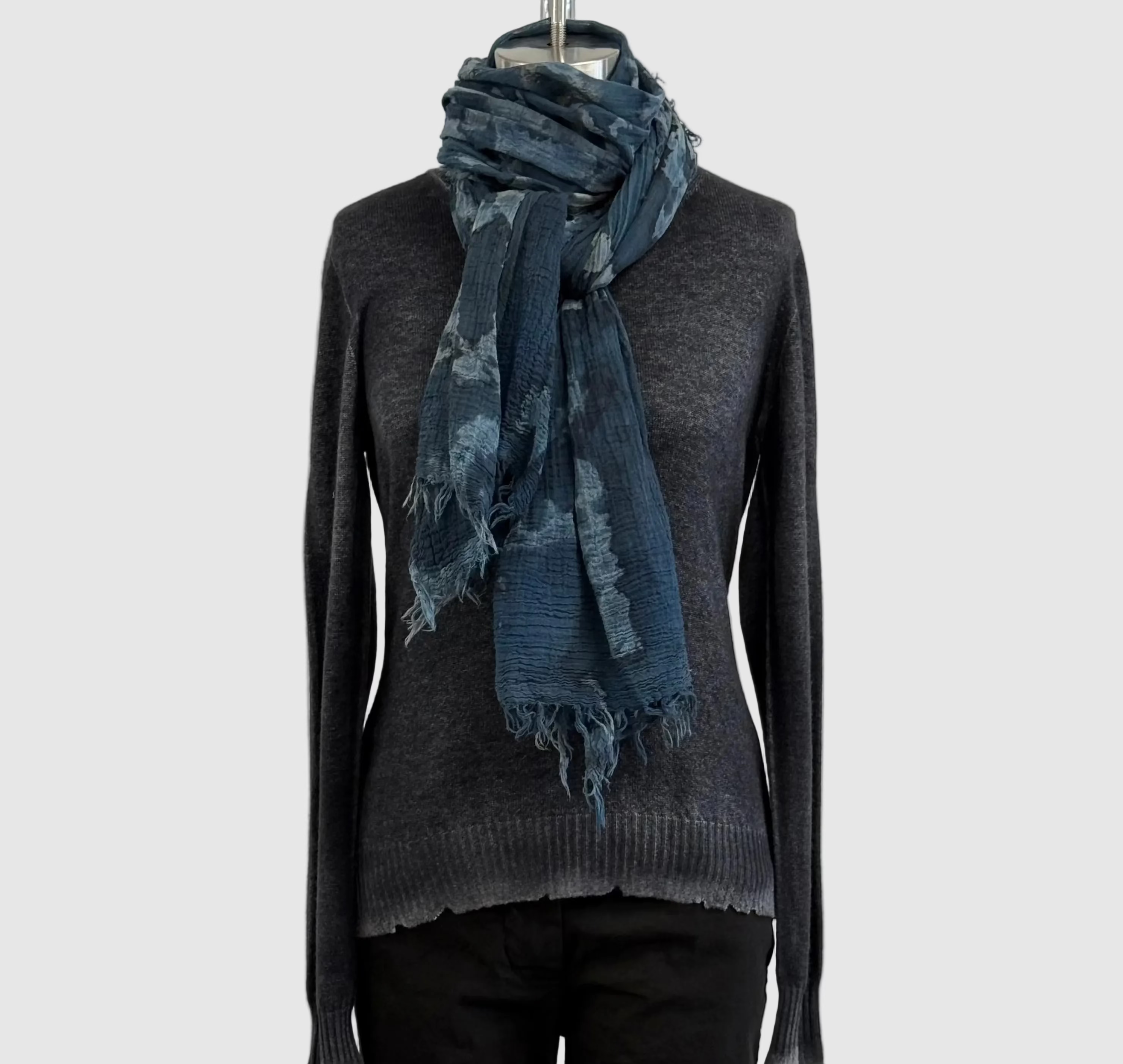 Annie Turbin Cotton Scarf in Navy Botanical