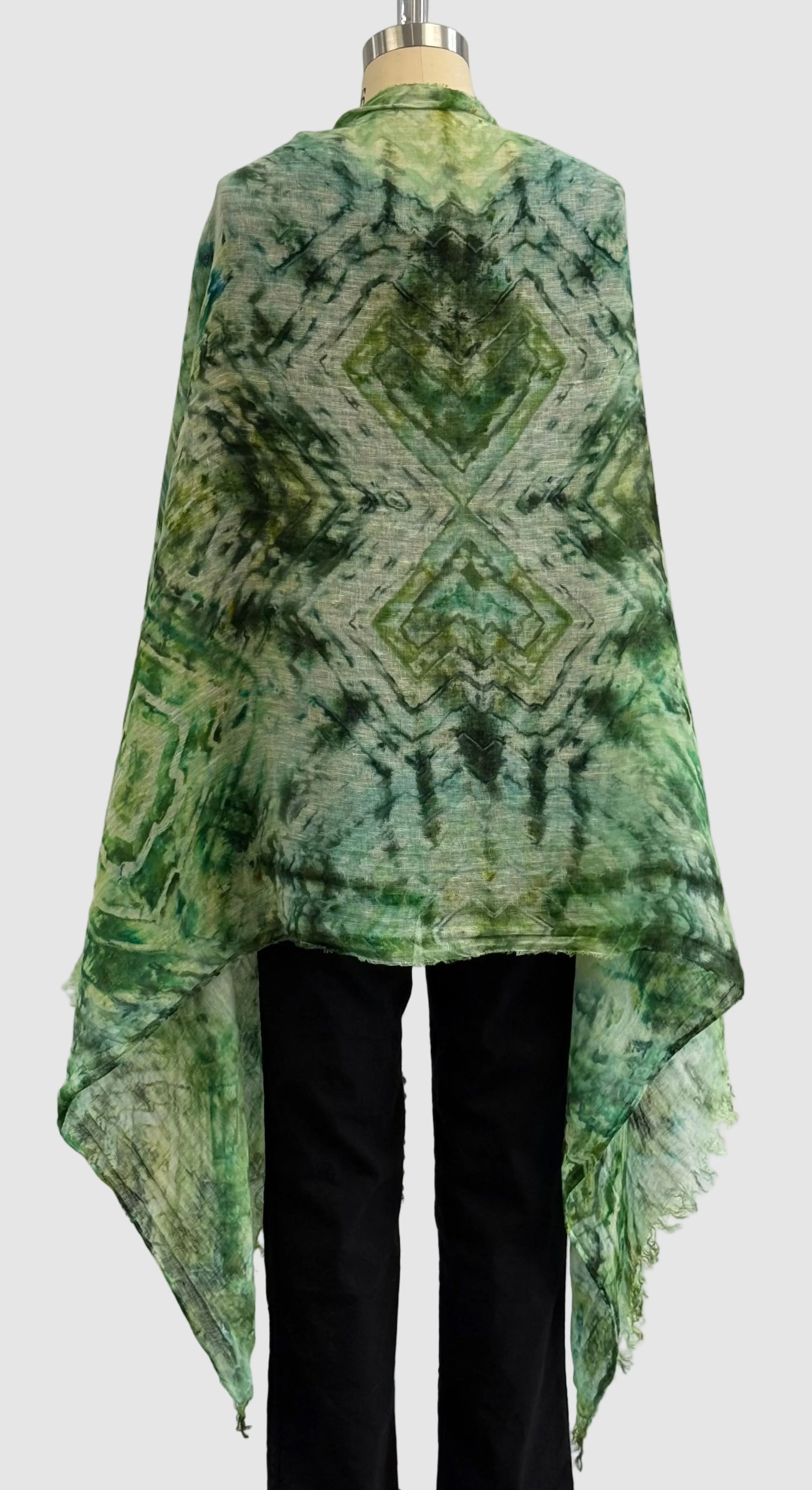 Annie Turbin Emerald Ice Dye Linen Scarf