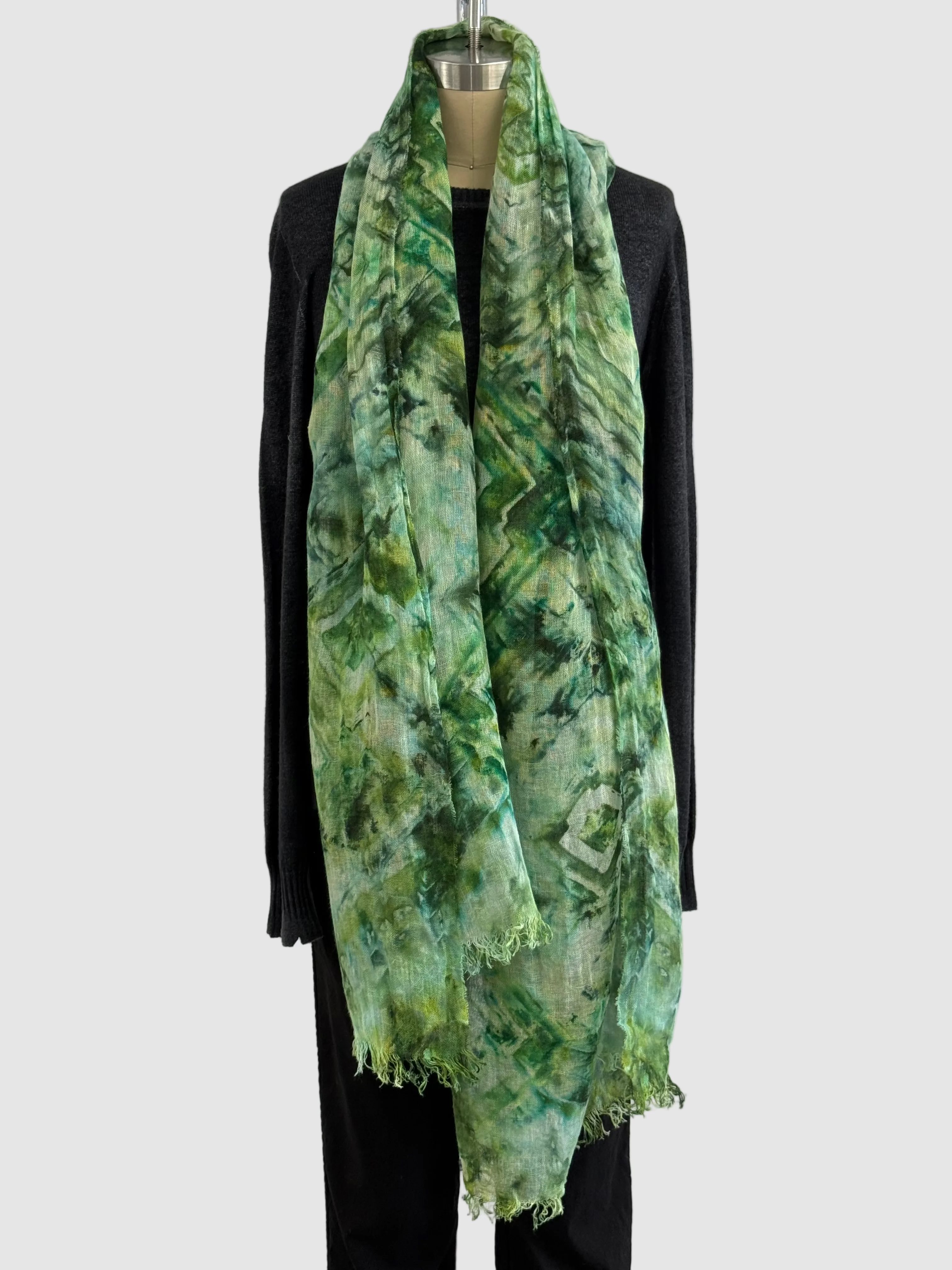 Annie Turbin Emerald Ice Dye Linen Scarf