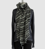 Annie Turbin Sage With Black Shibori Linen Scarf