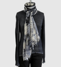 ANNIE TURBIN BLUE/BLACK CREAM SHIBORI MODAL SCARF